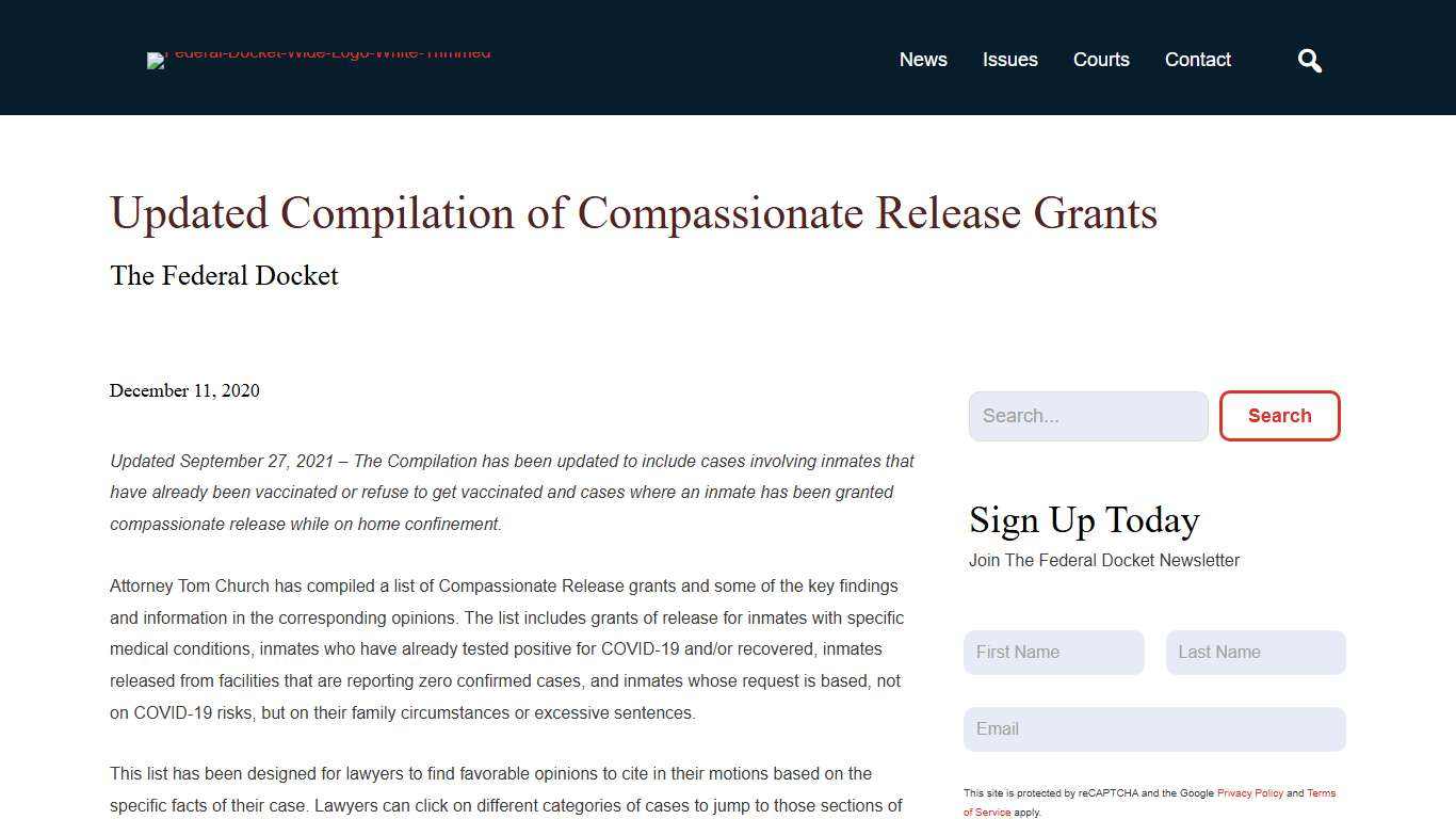 Updated Compilation of Compassionate Release Grants