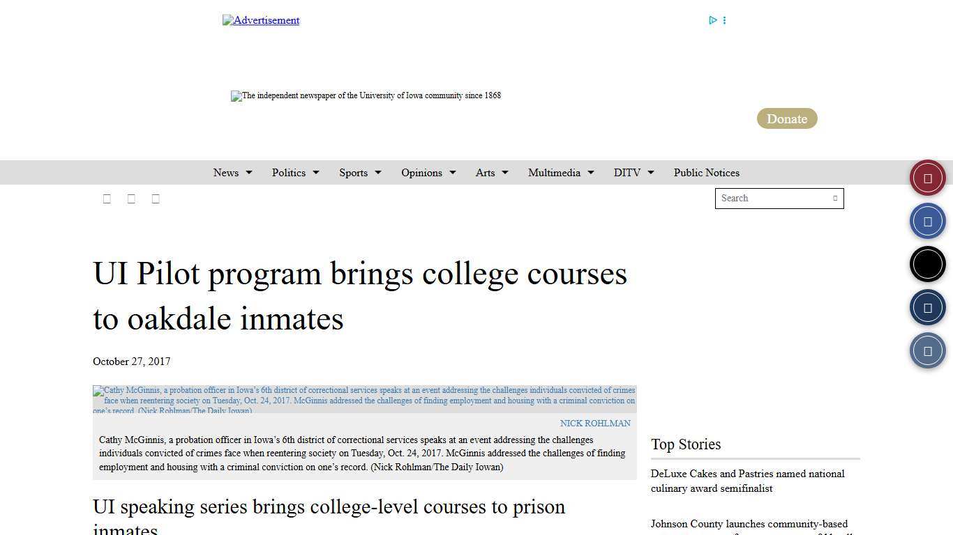 UI Pilot program brings college courses to oakdale inmates - The Daily Iowan